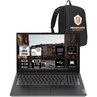 Lenovo V15 82TT00A5TX022 Dahili Intel Iris Xe Graphics Eligible Intel Core i5 1235U 12 GB Ram 2 TB SSD 15.6 inç Full HD FreeDos Laptop + PER4 Çanta