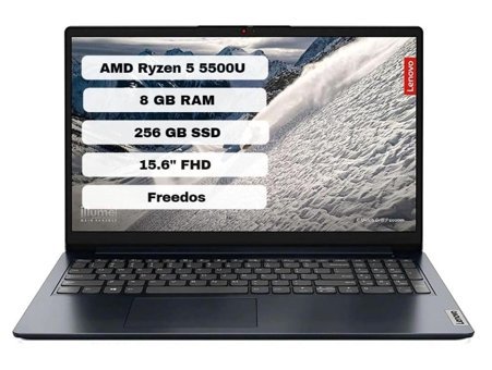 Lenovo IdeaPad 1 15ALC7 82R400LYTX Dahili AMD Radeon RX Vega 7 AMD Ryzen 5 5500U 8 GB Ram 256 GB SSD 15.6 inç Full HD FreeDos Laptop