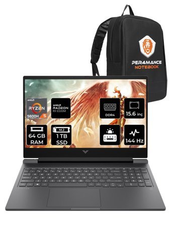 HP Victus 15 A42ZMEA Harici AMD Radeon RX 6500M AMD Ryzen 5 5600H 64 GB Ram 1 TB SSD 15.6 inç Full HD FreeDos Laptop + PER4 Çanta