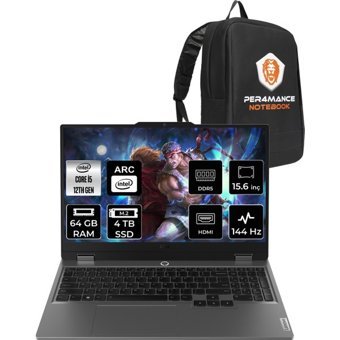 Lenovo LOQ 83FQ000UTRP335 Harici Intel ARC A530M Intel Core i5 12450HX 64 GB Ram 4 TB SSD 15.6 inç Full HD FreeDos Laptop + PER4 Çanta