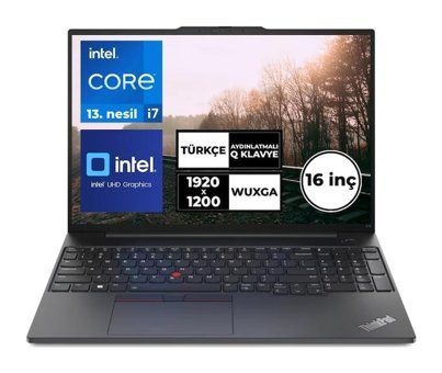 Lenovo Thinkpad E16 Gen 1 21JQS2MAZX Zİ709 Dahili Intel Iris Xe Graphics Eligible Intel Core i7 13700H 16 GB Ram 512 GB SSD 16 inç Full HD Windows 11 Pro Laptop