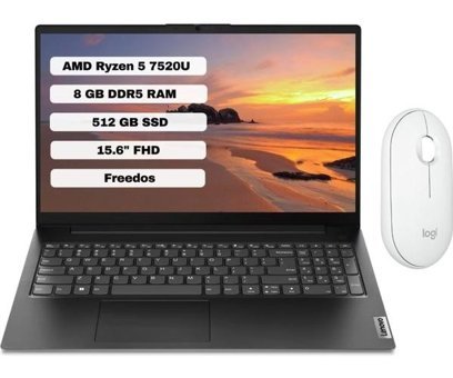 Lenovo V15 Gen 4 AMN 82YU00QKTX Dahili AMD Radeon 610M AMD Ryzen 5 7520U 8 GB Ram 512 GB SSD 15.6 inç Full HD FreeDos Laptop + Mouse