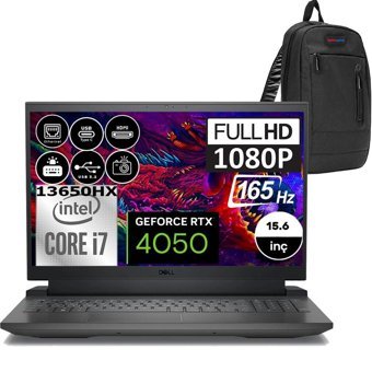 Dell Gaming G15 5530 G155530010WP04 Harici GeForce RTX 4050 Intel Core i7 13650HX 32 GB DDR5 Ram 512 GB SSD 15.6 inç Full HD Windows 11 Pro Oyuncu Laptop + Zetta Çanta
