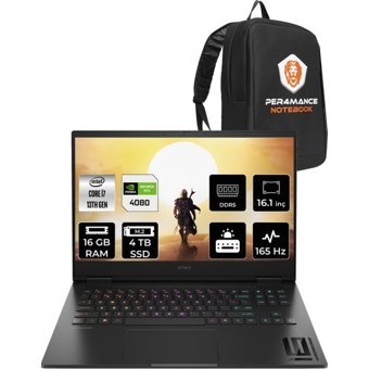 HP Omen 16 WF0008NT 81T46EAPN341 Harici GeForce RTX 4080 Intel Core i7 13700HX 16 GB Ram 4 TB SSD 16.1 inç Full HD FreeDos Oyuncu Laptop + PER4 Çanta
