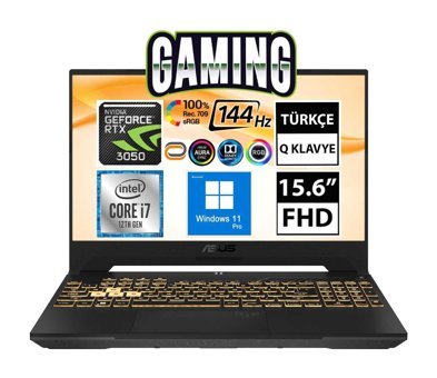 Asus TUF Gaming F15 FX507ZC4-HN009A10 Harici GeForce RTX 3050 Intel Core i7 12700H 32 GB Ram 512 GB SSD 15.6 inç Full HD Windows 11 Oyuncu Laptop