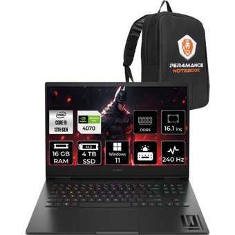 HP Omen 16 WF0007NT 7Q7W3EAPN389 Harici GeForce RTX 4070 Intel Core i9 13900HX 16 GB Ram 2 TB SSD 16.1 inç QHD Windows 11 Home Oyuncu Laptop + PER4 Çanta