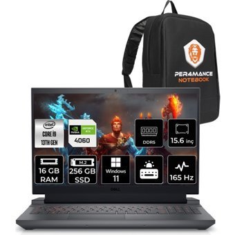Dell Gaming G15 5530 G155530016WHP36 Harici GeForce RTX 4060 Intel Core i9 13900HX 16 GB Ram 256 GB SSD 15.6 inç Full HD Windows 11 Home Oyuncu Laptop + PER4 Çanta