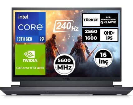 Dell G16 7630 G76302401024U 057 Harici GeForce RTX 4070 Intel Core i9 13900HX 64 GB Ram 24 TB SSD 16 inç QHD FreeDos Oyuncu Laptop