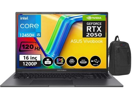 Asus Vivobook 16X K3605ZF-N11590131 Harici GeForce RTX 2050 Intel Core i5 12450H 24 GB Ram 1 TB SSD 16 inç Full HD Windows 11 Pro Oyuncu Laptop + Zetta Çanta