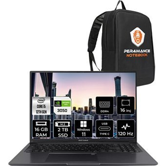 Asus Vivobook 16X K3605ZC-N1013W Harici GeForce RTX 3050 Intel Core i5 12450H 16 GB Ram 2 TB SSD 16 inç Full HD Windows 11 Home Oyuncu Laptop + PER4 Çanta