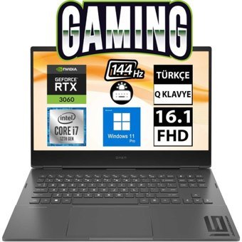HP Omen 16 K0010NT 7H8Z7EA13 Harici GeForce RTX 3060 Intel Core i7 12700H 64 GB Ram 1 TB SSD 16.1 inç Full HD Windows 11 Pro Oyuncu Laptop