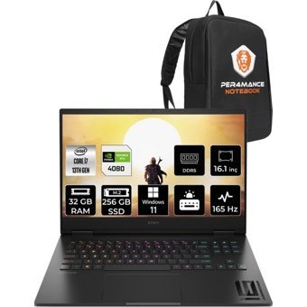 HP Omen 16 WF0008NT 81T46EAPN444 Harici GeForce RTX 4080 Intel Core i7 13700HX 32 GB Ram 256 GB SSD 16.1 inç Full HD Windows 11 Pro Oyuncu Laptop + PER4 Çanta