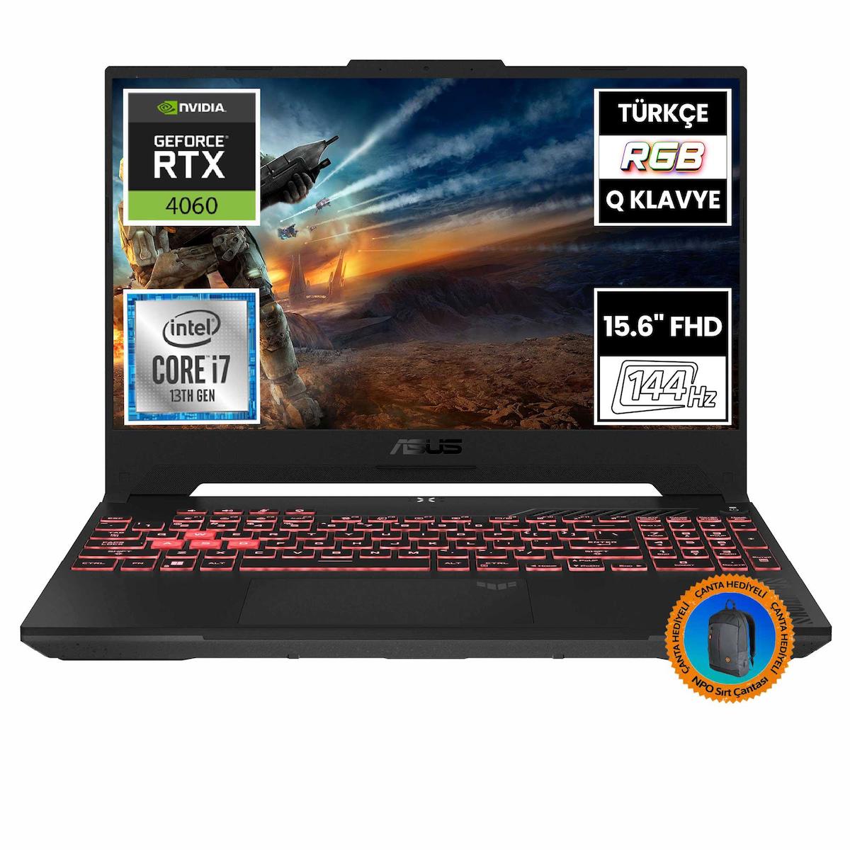 Asus TUF Gaming F15 FX507VV-LP243A1 CNT002 Harici GeForce RTX 4060 Intel Core i7 13620H 16 GB Ram 1 TB SSD 15.6 inç Full HD FreeDos Oyuncu Laptop