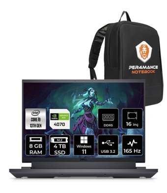 Dell G16 7630 G76302401022U Harici GeForce RTX 4070 Intel Core i9 13900HX 8 GB Ram 4 TB SSD 16 inç QHD Windows 11 Home Oyuncu Laptop + PER4 Çanta