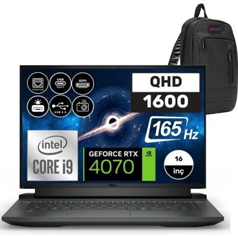 Dell Gaming G16 7630 G167630020WH08 Harici GeForce RTX 4070 Intel Core i9 13900HX 96 GB DDR5 Ram 1 TB SSD 16 inç QHD Windows 11 Home Oyuncu Laptop + Zetta Çanta