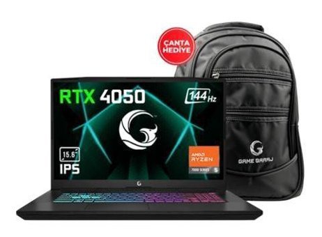 Game Garaj GG Slayer R5 4050 C2 Harici GeForce RTX 4050 AMD Ryzen 5 7535HS 32 GB Ram 1 TB SSD 15.6 inç Full HD FreeDos Oyuncu Laptop + Çanta
