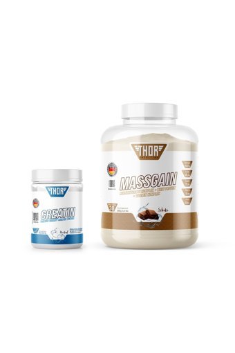 Thor Nutrition Çikolata Aromalı 30 Servis Kilo Aldırıcı Gainer 3000 gr Toz + Kreatin Aromasız 60 Servis 300 gr