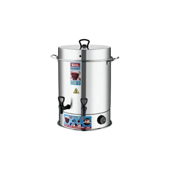 Warm Wasser 1000 W 4.5 lt Su Kapasiteli Çelik Tek Demlikli 60 Bardak Çift Musluklu Çelik Elektrikli Semaver Gri
