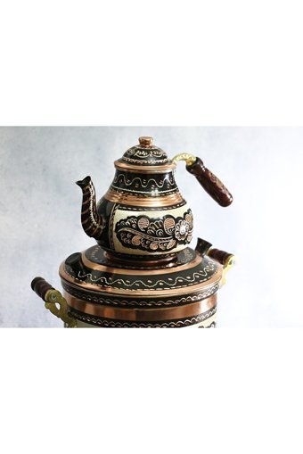 Copper Studio 999 5 lt Su Kapasiteli Metal Tek Demlikli Tek Musluklu Metal Elektrikli Semaver Gold