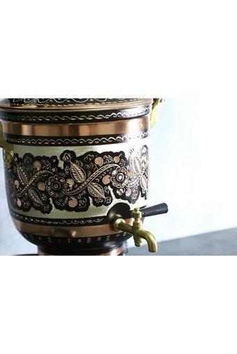 Copper Studio 999 5 lt Su Kapasiteli Metal Tek Demlikli Tek Musluklu Metal Elektrikli Semaver Gold