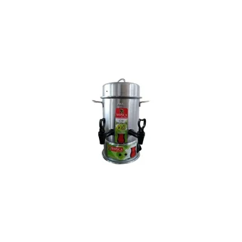 Yonca 1200 W 3.5 lt Su Kapasiteli Çelik Tek Demlikli 100 Bardak Çift Musluklu Çelik Elektrikli Semaver Gri