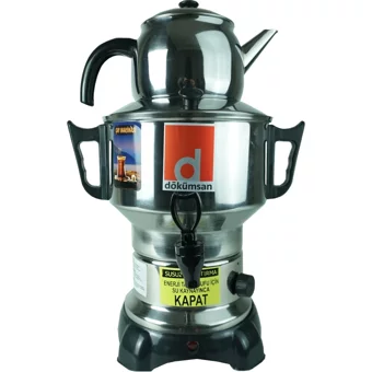 Dökümsan 1100 W 3.5 lt Su Kapasiteli Çelik Tek Demlikli Tek Musluklu Çelik Elektrikli Semaver İnox