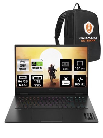 HP Omen 16 7H8Z5EA Harici GeForce RTX 3070Ti Intel Core i7 12700H 64 GB Ram 1 TB SSD 16.1 inç QHD FreeDos Oyuncu Laptop + PER4 Çanta