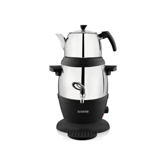 Schafer Teedel 1200 W 4 lt Su Kapasiteli Çelik Tek Demlikli Tek Musluklu Çelik Elektrikli Semaver Siyah