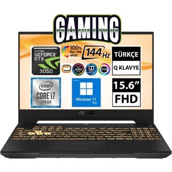 Asus TUF Gaming F15 FX507ZC4-HN009A11 Harici GeForce RTX 3050 Intel Core i7 12700H 64 GB Ram 512 GB SSD 15.6 inç Full HD Windows 11 Pro Oyuncu Laptop