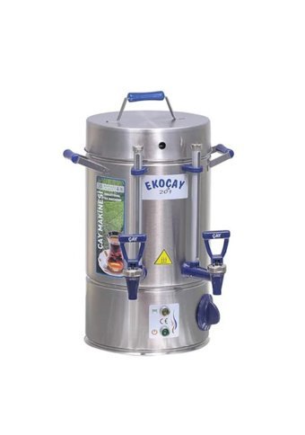Ekoçay 2500 W 23 lt Su Kapasiteli Çelik Tek Demlikli 250 Bardak Çift Musluklu Çelik Elektrikli Semaver Gri