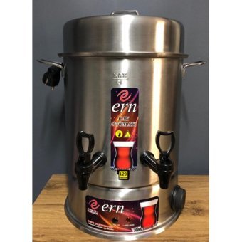 Ern Çelik Tek Demlikli 40 Bardak Çift Musluklu Çelik Elektrikli Semaver İnox