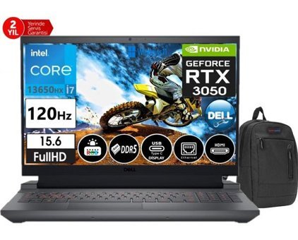 Dell G15 5530 G5530240100517 Harici GeForce RTX 3050 Intel Core i7 13650HX 64 GB DDR5 Ram 1 TB SSD 15.6 inç Full HD Windows 11 Home Oyuncu Laptop + WeblegelsinÇanta