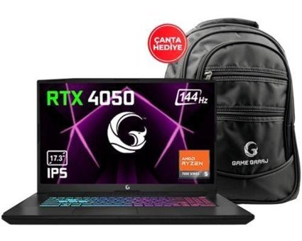 Game Garaj GG Slayer R5XL 4050 C1 Harici GeForce RTX 4050 AMD Ryzen 5 7535HS 32 GB Ram 500 GB SSD 17.3 inç Full HD FreeDos Oyuncu Laptop + Çanta