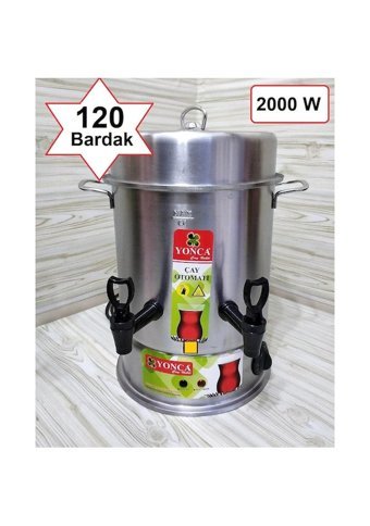 Yonca 2000 W 11 lt Su Kapasiteli Çelik Tek Demlikli 120 bardak Çift Musluklu Çelik Elektrikli Semaver İnox