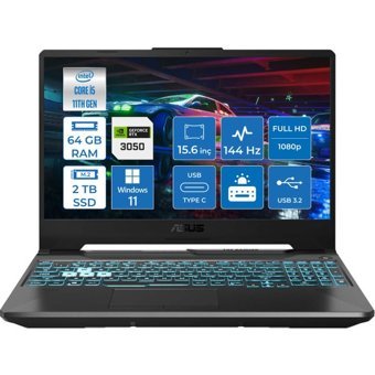 Asus TUF Gaming F15 FX506HC-HN40927 Harici GeForce RTX 3050 Intel Core i5 11400H 64 GB Ram 2 TB SSD 15.6 inç Full HD Windows 11 Pro Oyuncu Laptop