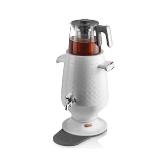 Arzum AR3083 Ehlikeyf 2200 W 3.5 lt Su Kapasiteli Cam Tek Demlikli Tek Musluklu Plastik Elektrikli Semaver Beyaz