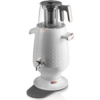 Arzum AR3083 Ehlikeyf 2200 W 3.5 lt Su Kapasiteli Cam Tek Demlikli Tek Musluklu Plastik Elektrikli Semaver Beyaz