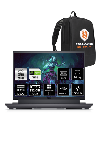 Dell G16 7630 G167630020WH Harici GeForce RTX 4070 Intel Core i9 13900HX 8 GB Ram 512 GB SSD 16 inç QHD Windows 11 Pro Oyuncu Laptop + PER4 Çanta
