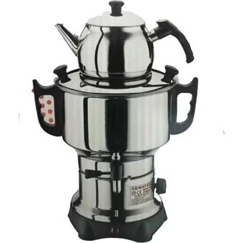 Pegasus 1100 W 3 lt Su Kapasiteli Çelik Tek Demlikli Çift Musluklu Çelik Elektrikli Semaver İnox
