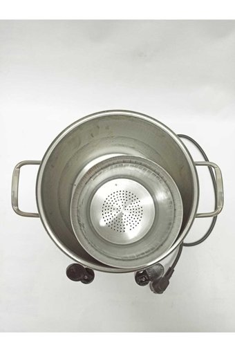 Pegasus Mühür Çay Otomatı Çelik Tek Demlikli Çift Musluklu Çelik Elektrikli Semaver Gümüş