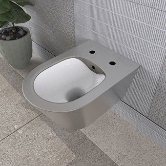 Lucco Avva 37 cm Plastik Kanalsız Alttan Çıkışlı Gömme Duvara Sıfır Asma Gömme Klozet Gümüş