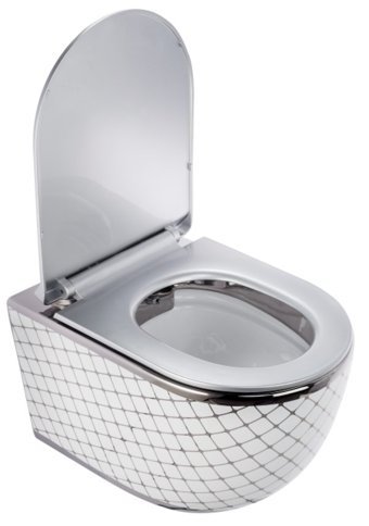 Pure WH-787 Seramik Kanalsız Arkadan Çıkışlı Gömme Duvara Sıfır Asma Gömme Klozet Gümüş + Soft Kapak