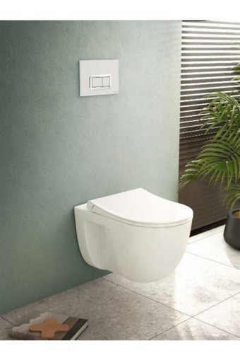 Vitra S40 30 cm Seramik Kanalsız Gömme Duvara Sıfır Asma Gömme Klozet Beyaz + Yavaş Kapanan Kapak