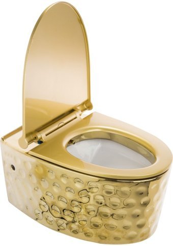 Pure Kapıtone WH-761 25 cm Seramik Kanallı Arkadan Çıkışlı Gömme Duvara Sıfır Asma Gömme Klozet Gold + Soft Kapak