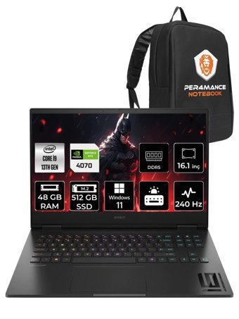 HP Omen 16 7Q7W3EA Harici GeForce RTX 4070 Intel Core i9 13900HX 48 GB Ram 512 GB SSD 16.1 inç QHD Windows 11 Home Oyuncu Laptop + PER4 Çanta