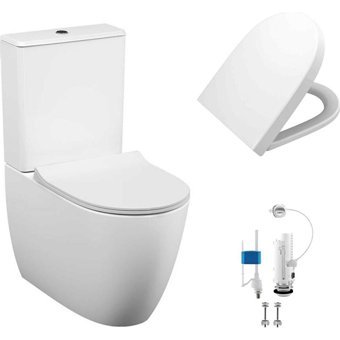 Vitra Sento Seramik Kanalsız Alttan Çıkışlı Ayaklı Gömme Klozet Beyaz + Kapak + iç Takım