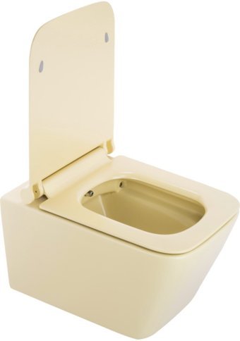 Pure WH-775 29 cm Plastik Kanallı Arkadan Çıkışlı Duvara Sıfır Asma Gömme Klozet Bej + Soft Kapak