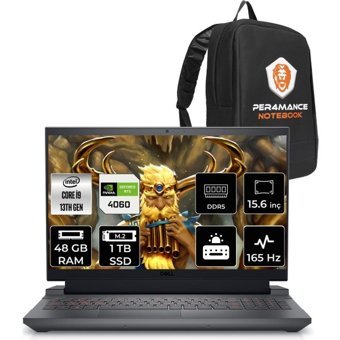 Dell Gaming G15 5530 G55302401017UP58 Harici GeForce RTX 4060 Intel Core i9 13900HX 48 GB Ram 1 TB SSD 15.6 inç Full HD FreeDos Oyuncu Laptop + PER4 Çanta