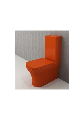 Bocchi Scala 65 cm Seramik Kanalsız Gömme Duvara Sıfır Ayaklı Gömme Klozet Turuncu