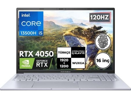 Asus Vivobook 16X K3605VU-N1166 BT3 Harici GeForce RTX 4050 Intel Core i5 13500H 16 GB Ram 1 TB SSD 16.0 inç Full HD FreeDos Oyuncu Laptop